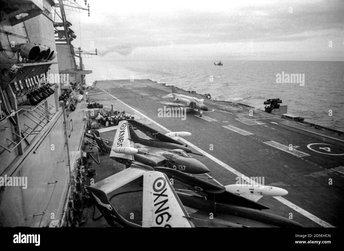 The Royal Navy Phantom F-4K in trials on the aircraft carrier HMS Eagle in June 1969 Stock Photo