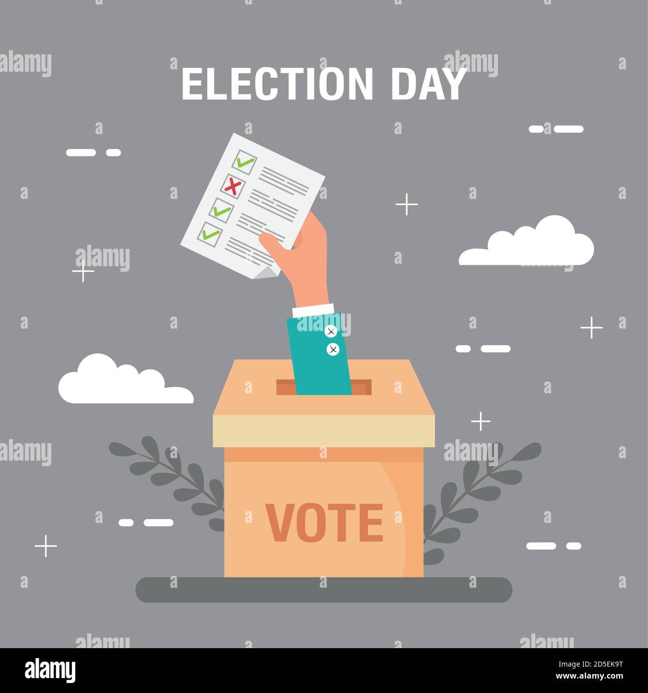 Election day hand holding vote paper and box vector design Stock Vector ...