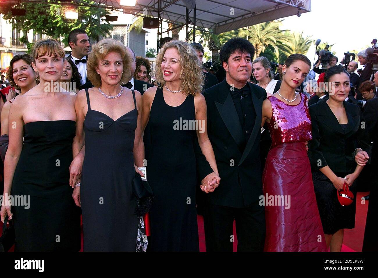 Spanish director Pedro Almodovar (2nd R) arrives with actresses from his film 'Todo Sobre Mi Madre' for the official screening at the 52nd Cannes Film Festival May 15. From L-R: Antonia San Juan, Marisa Paredes, Cecilia Roth, Almodovar, Penelope Cruz, and Candela Pena.   ??» Stock Photo