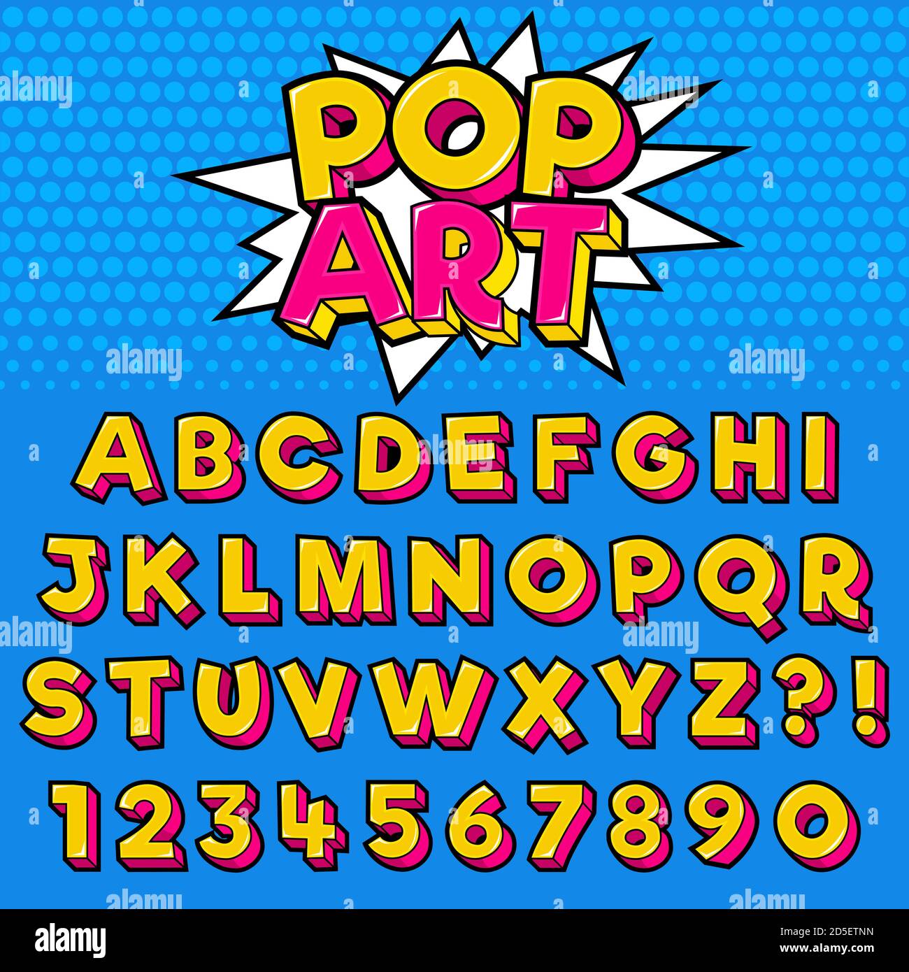 Letter Alphabet With Numbers Pop Art Style Design Stock Vector Image & Art  - Alamy