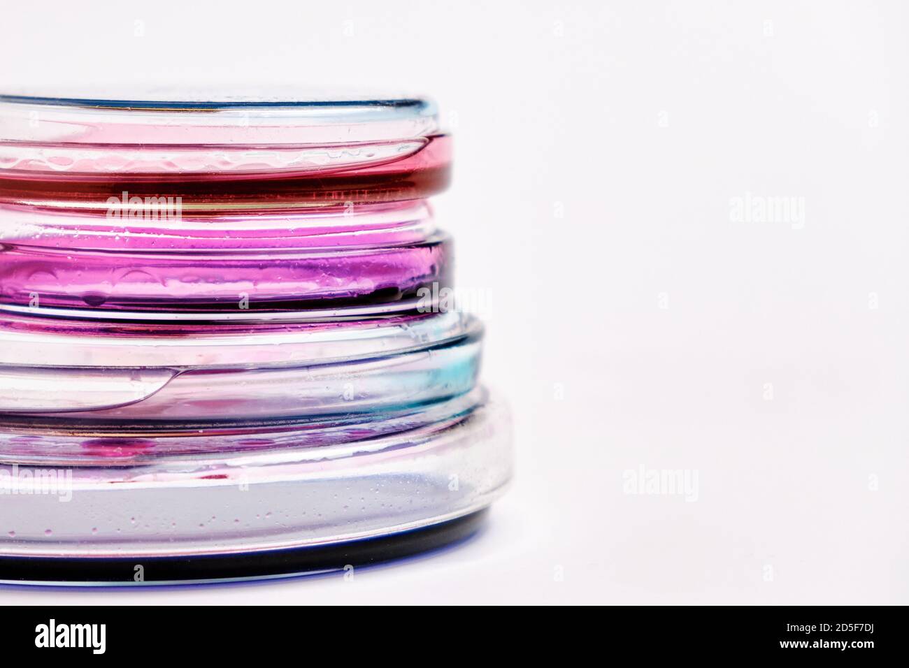 Pyramids from Petri dishes with colorful agar media with bacterial ...