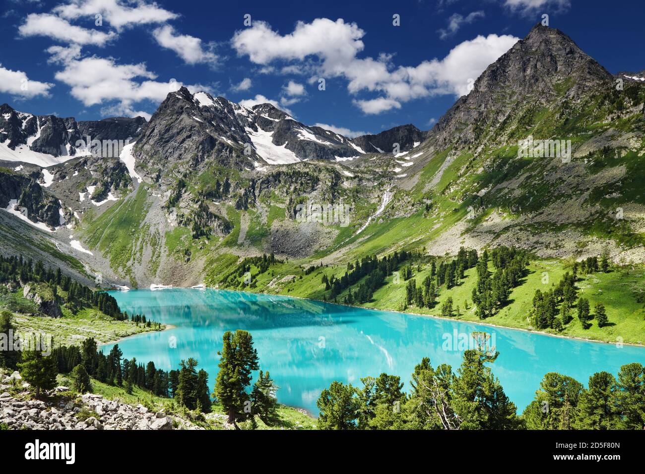 Beautiful turquoise lake in Altai mountains Stock Photo