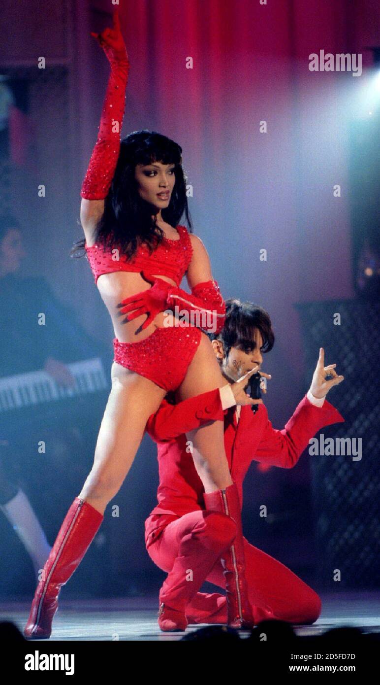 The artist formerly known as Prince performs with a dancer during the first annual 'VH1 Fashion and Music Awards' ceremony in New York, December 3 Stock Photo