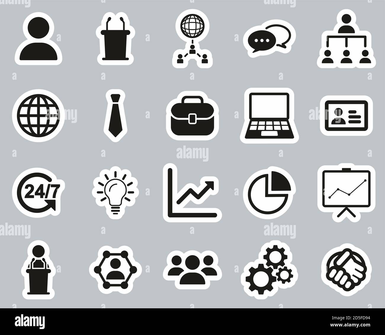 Business Meeting Icons Black & White Sticker Set Big Stock Vector Image ...