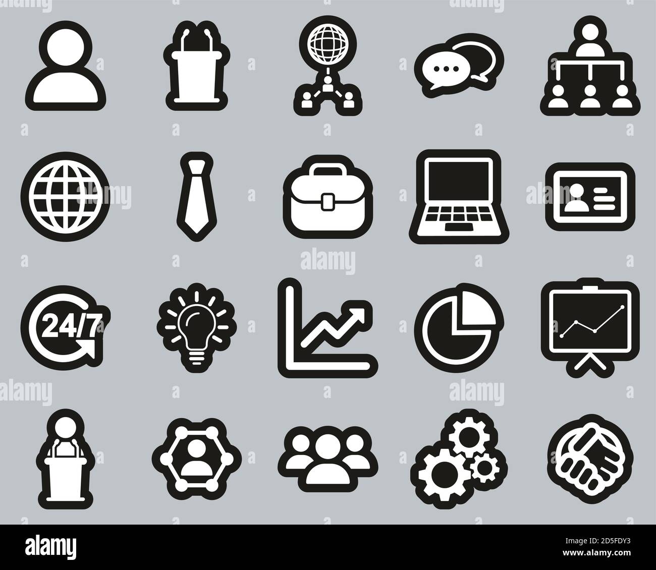 Business Meeting Icons White On Black Sticker Set Big Stock Vector ...