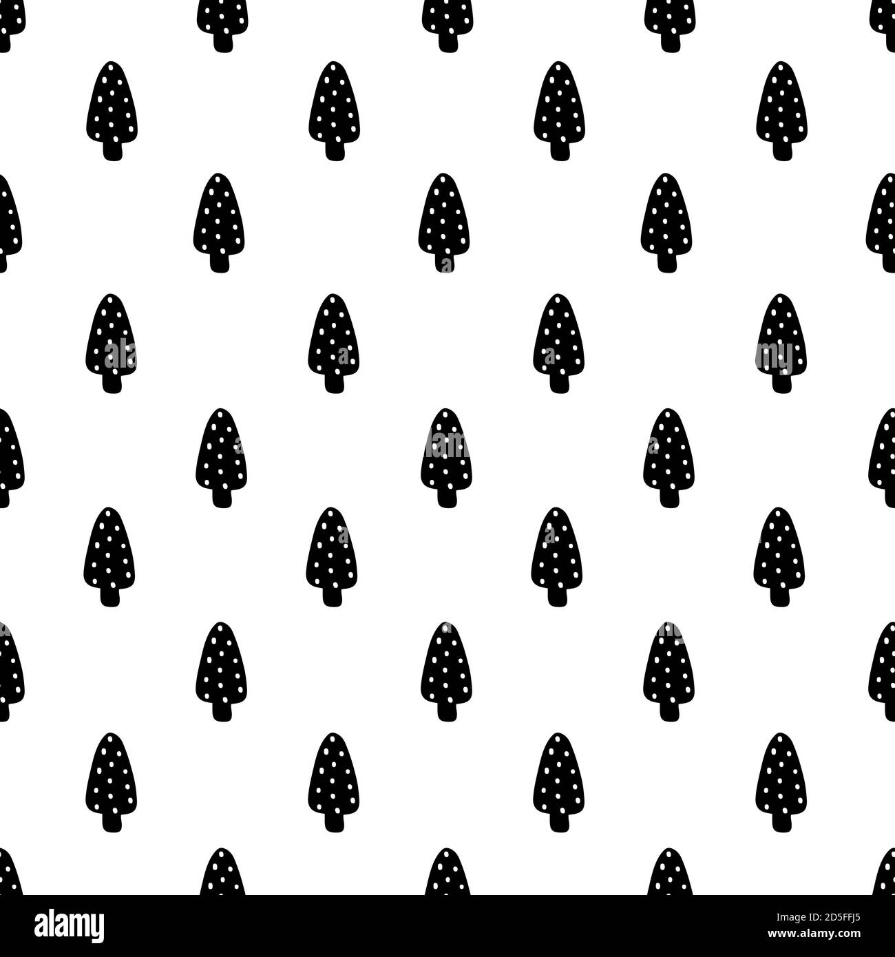 Christmas tree monochromatic hand drawn Scandinavian style seamless ...