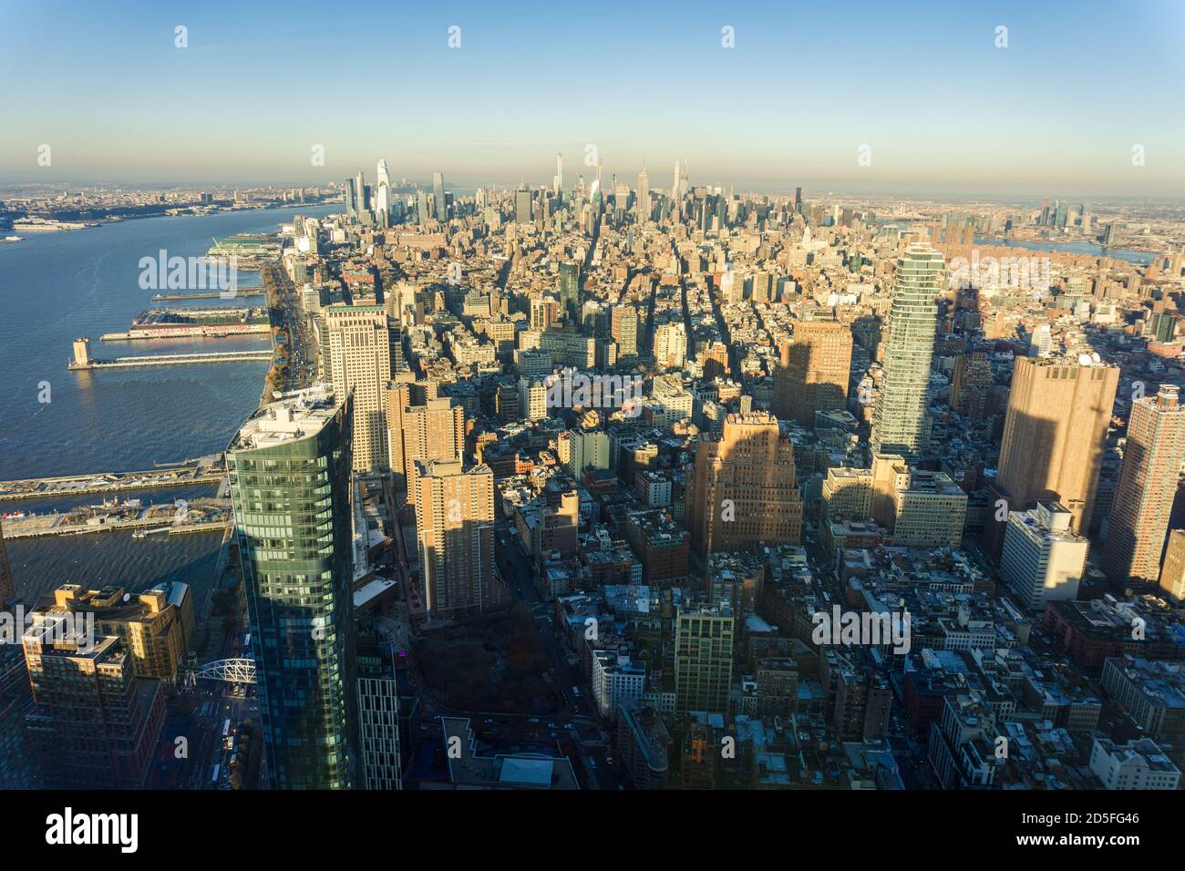 aerial of New York City skyline with skyscrapers in Manhattan Stock ...