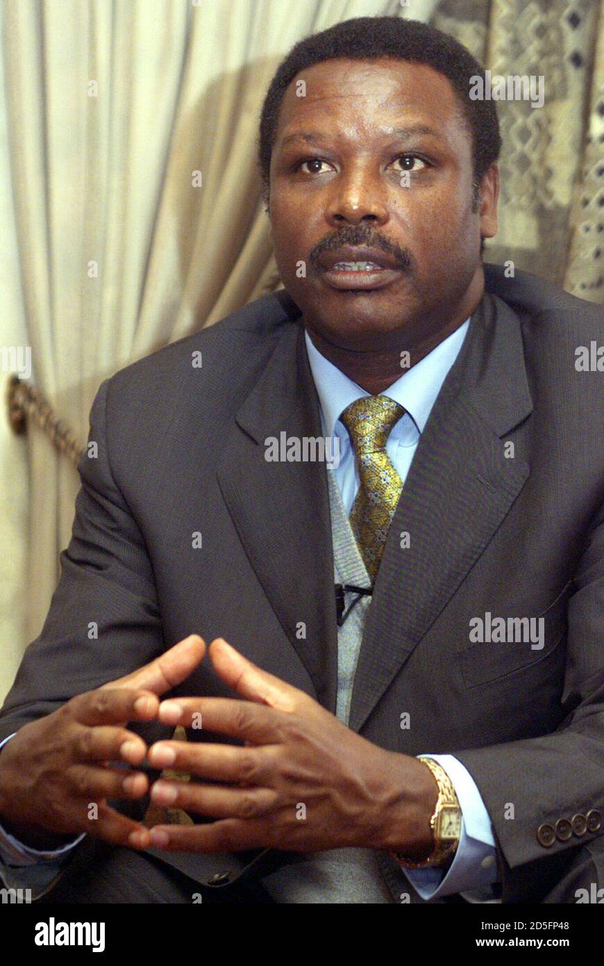 President Pierre Buyoya of Burundi addresses Reuters Television on June 7 [saying he had agreed with former President Nelson Mandela on two key conditions for ending a civil war that has killed more than 200,000 people in Burundi.] Stock Photo