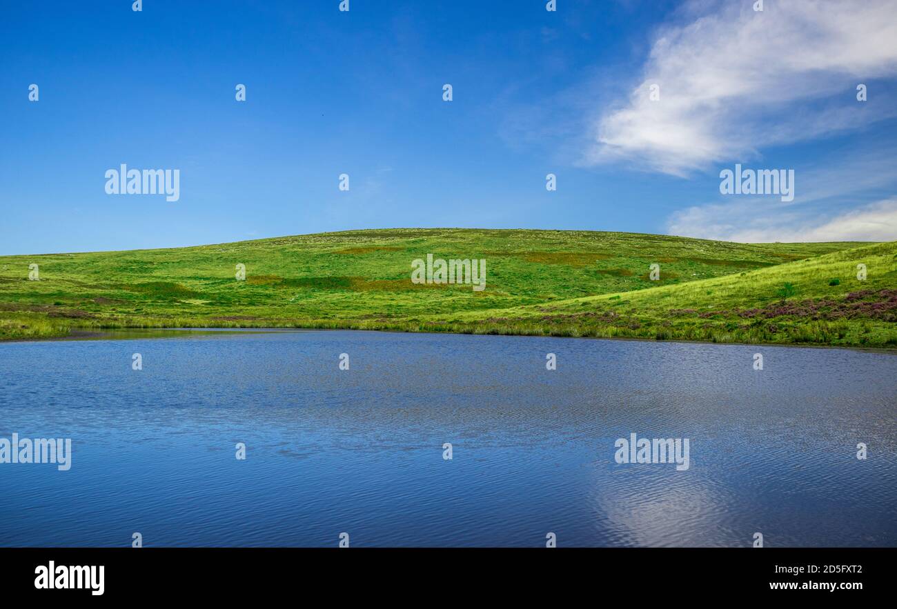 Landscape in Castro Laboreiro plateau similar to Windows XP default Wallpaper Stock Photo