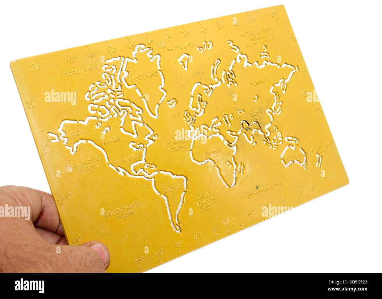 A picture of world map with selective focus Stock Photo
