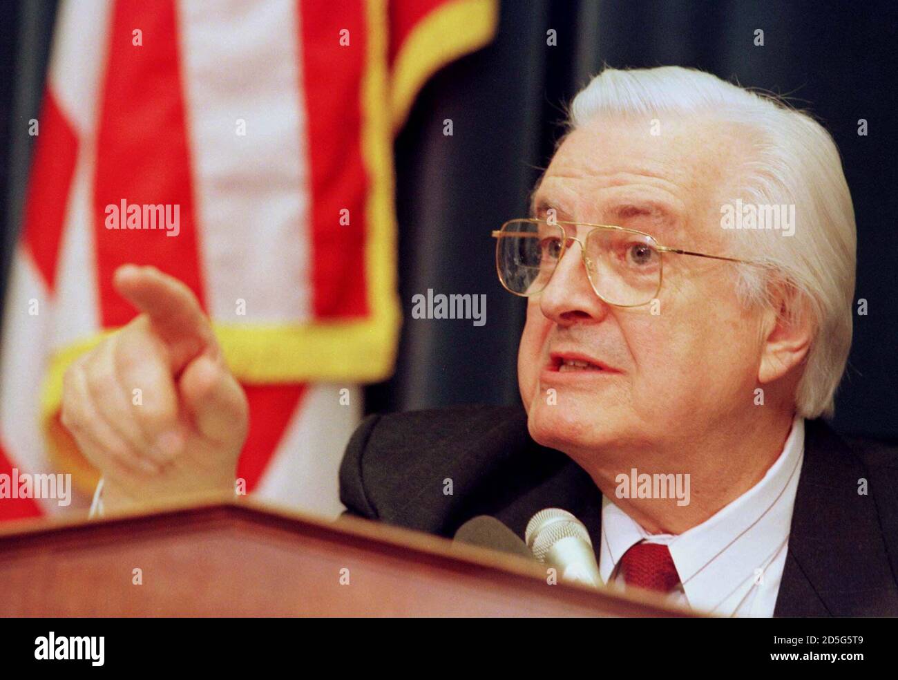 Rep Henry Hyde Chairman Of The House Judiciary Committee Questions Attorney Alan Dershowitz During The Hearing Dealing With Perjury Issues In The Impeachment Inquiry Of President Clinton December 1 Hyde And Dershowitz