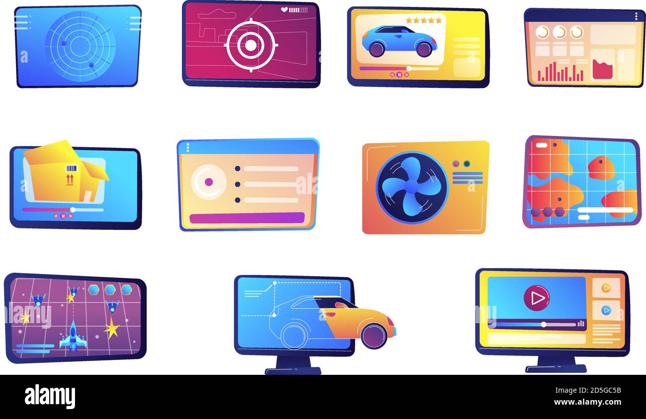 Tablet and computer vector illustrations set Stock Vector Image & Art ...