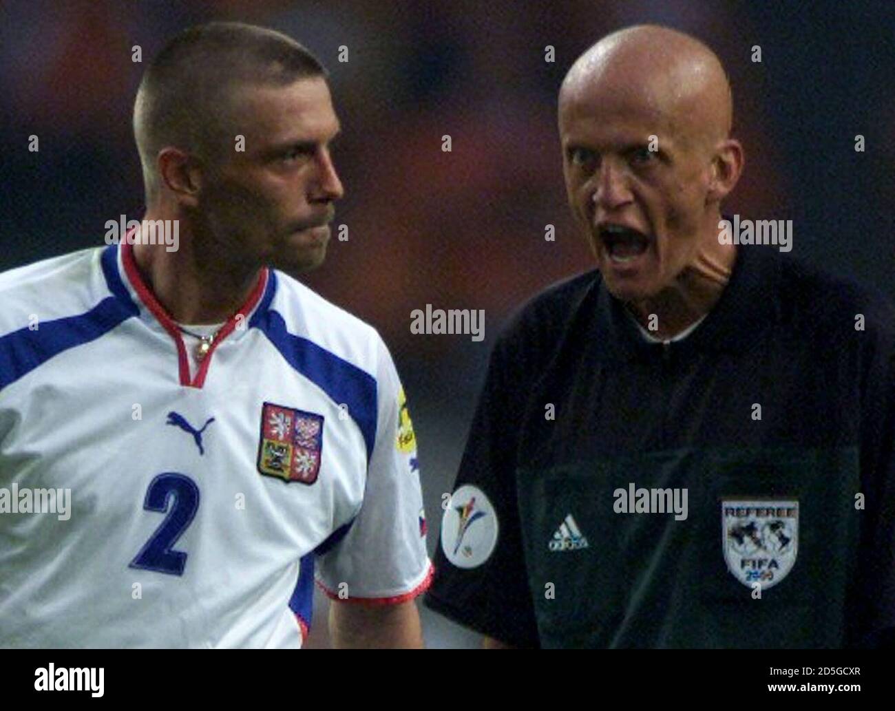 Czech Republic S Tomas Repka Remains Tight Lipped While Being Reprimanded By Italian Referee Pierluigi Collina Czech Republic S Tomas Repka Remains Tight Lipped While Receiving A Severe Reprimand From Italian Referee Pierluigi Collina Czech Republic S Tomas Repka Remains Tight Lipped While Being Reprimanded By Italian Referee Pierluigi Collina Czech Republic S Tomas Repka Remains Tight Lipped While Receiving A Severe Reprimand From Italian Referee Pierluigi Collina