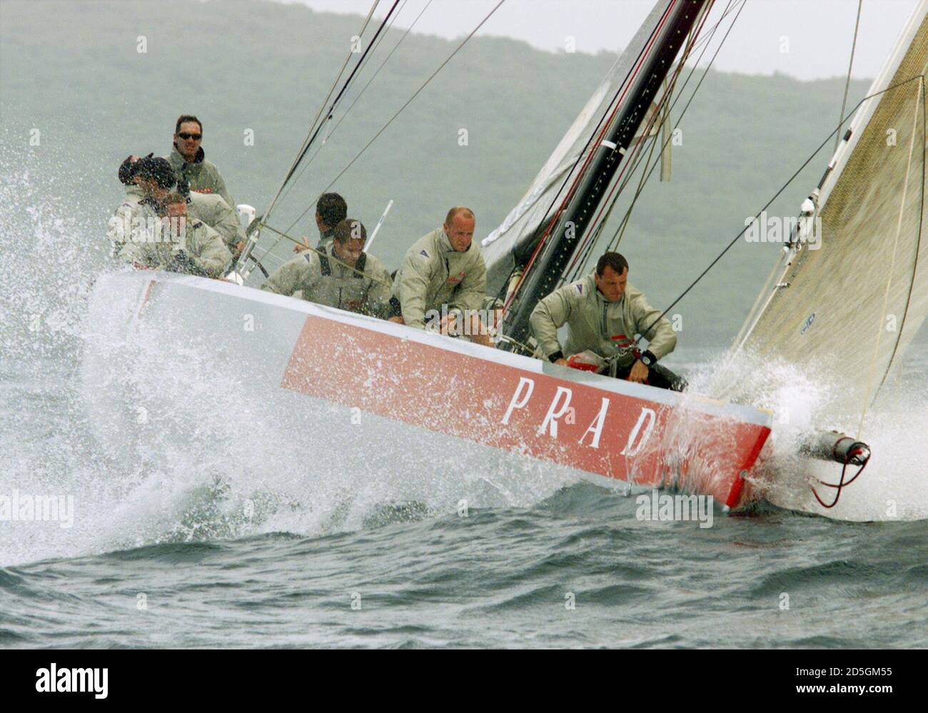 Italy's Prada number one boat ITA 45 with skipper Francesco de Angelis at  the helm prepares to round a mark during training on Auckland's Hauraki  Gulf February 14. Italy's Prada Challenge take