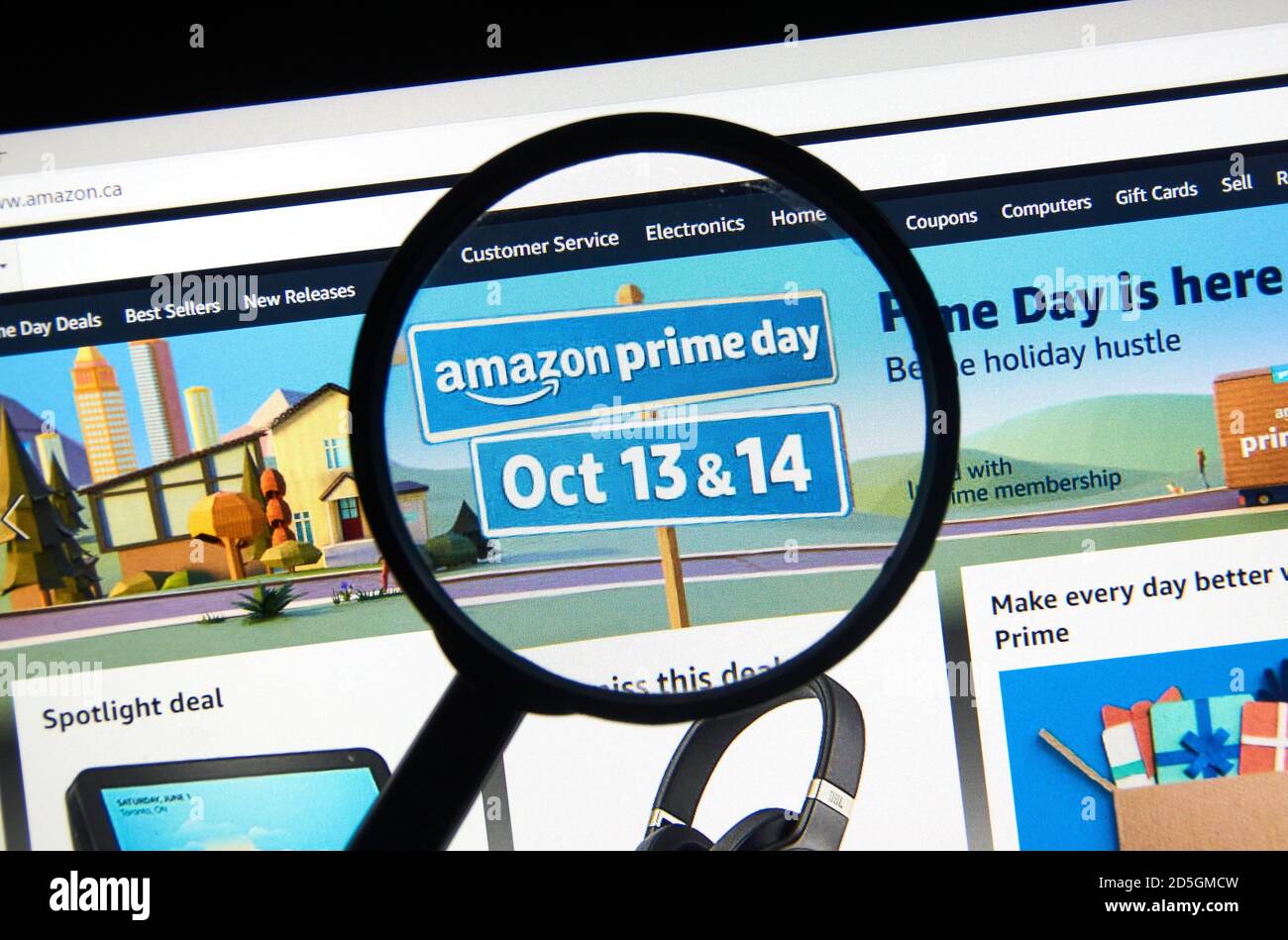 Montreal Canada October 13 Amazon Prime Day On A Laptop Screen Under Magnifying Screen Prime Day Is Amazon Annual Sale Event Exclusiv Stock Photo Alamy