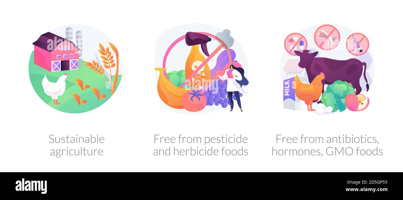 Sustainable organic agriculture abstract concept vector illustrations ...