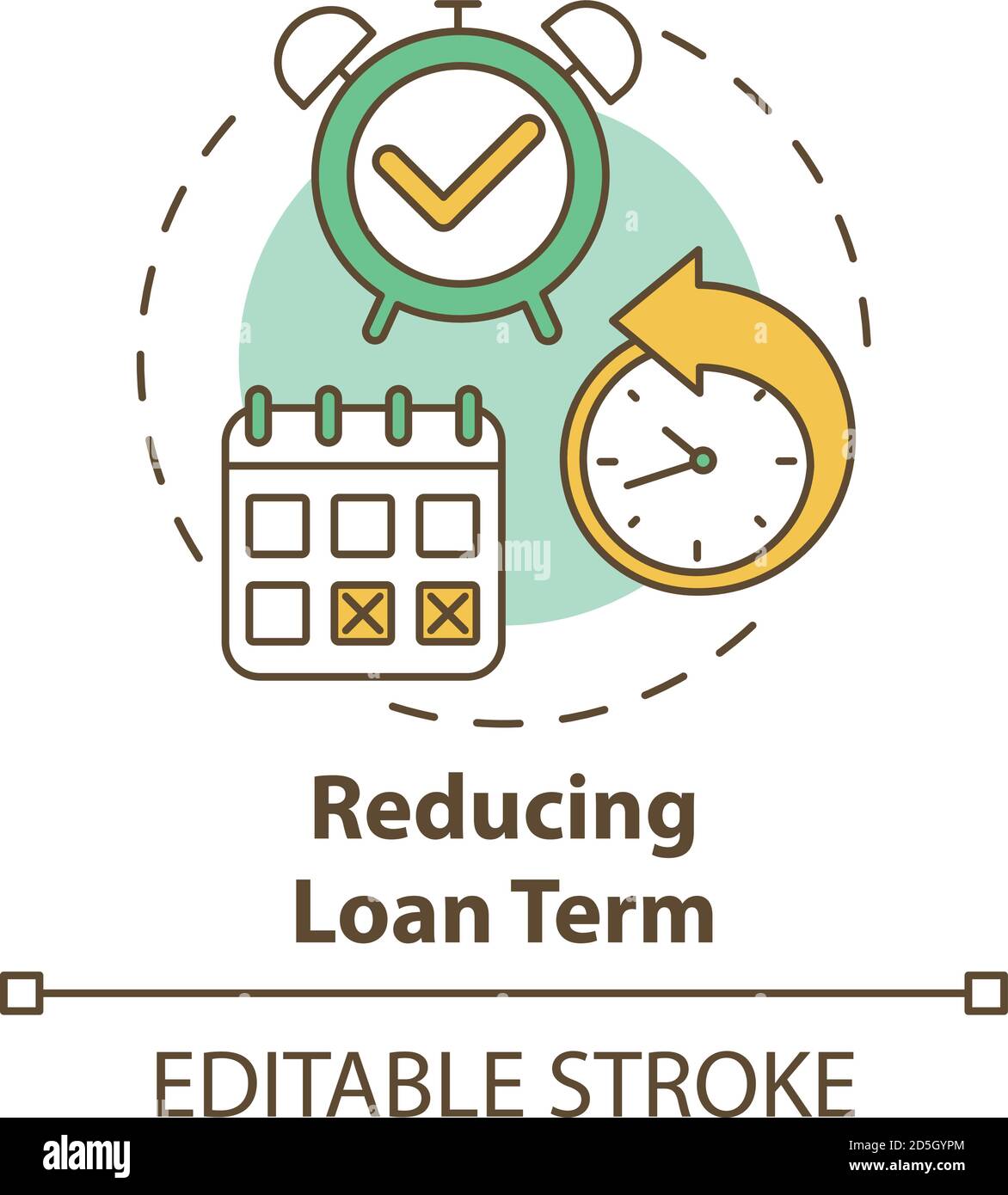 Reducing loan term concept icon Stock Vector
