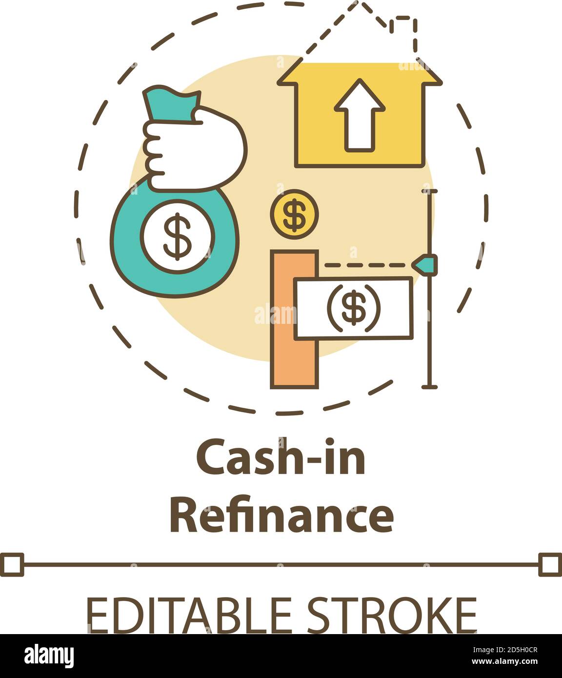 Cash-in refinance concept icon Stock Vector