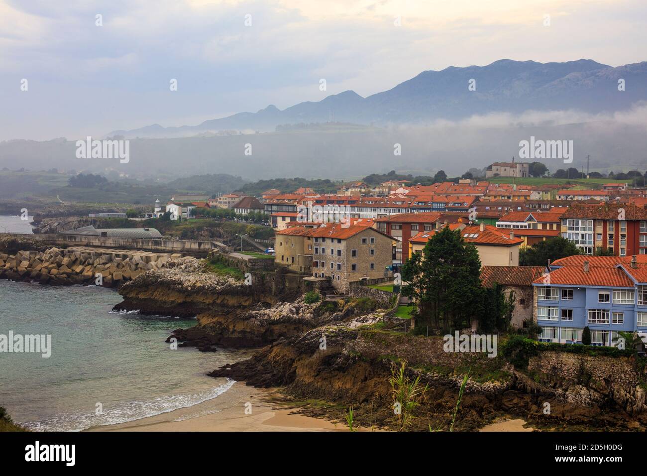 The coastal village of Llanes. Sablon beach. Asturias. Spain Stock Photo