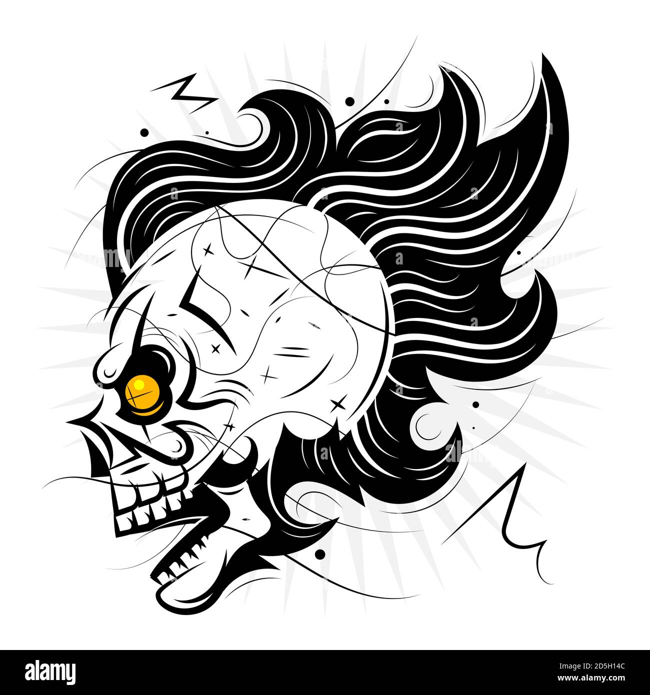 Pirate retro skull isolated on white background.Vector Stock Vector