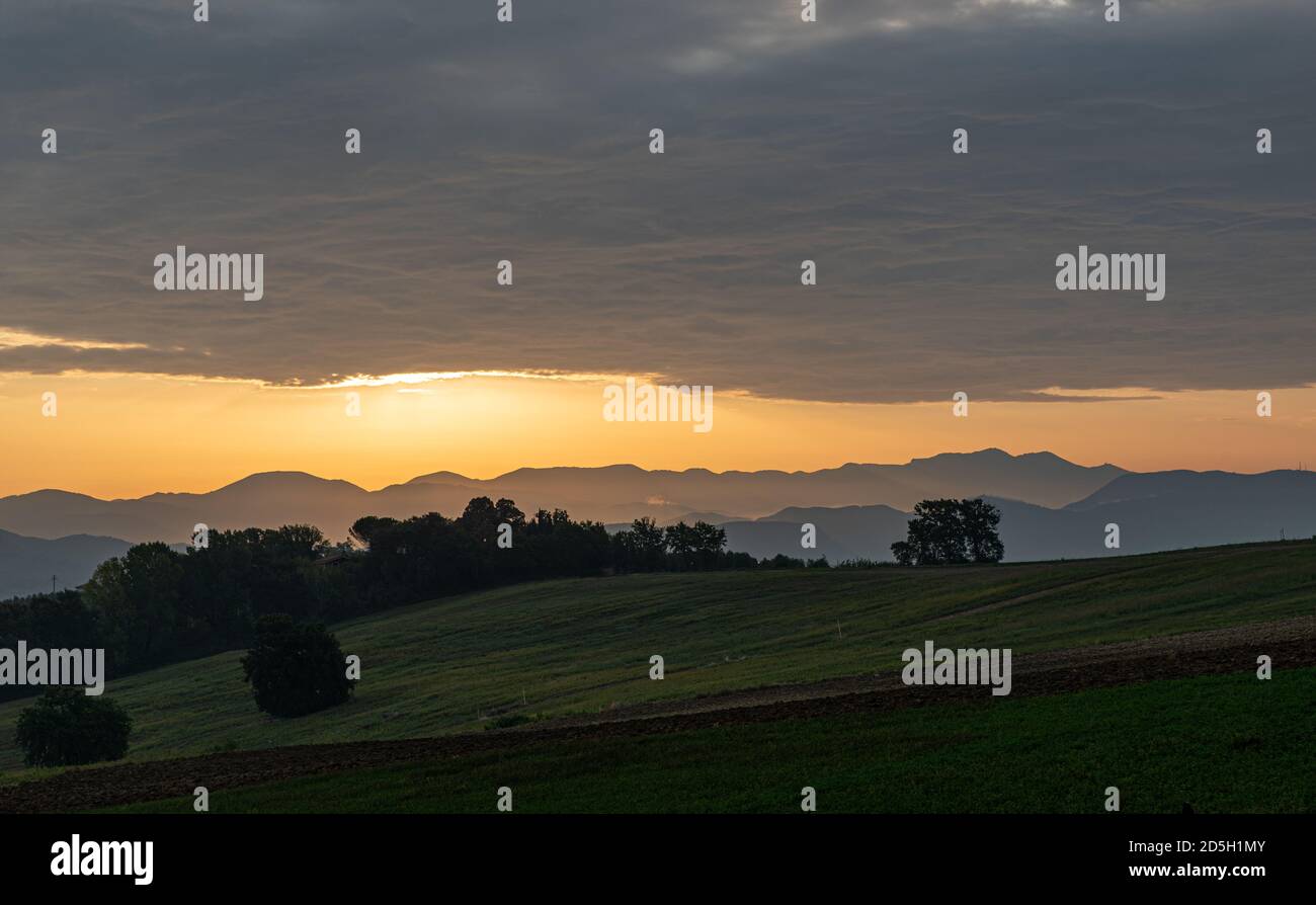 Sunrise, on the countryside. Concept of peace and serenity Stock Photo