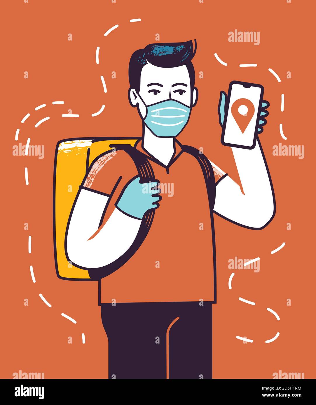 Delivery Man Delivering Groceries Service Concept Vector Illustration 