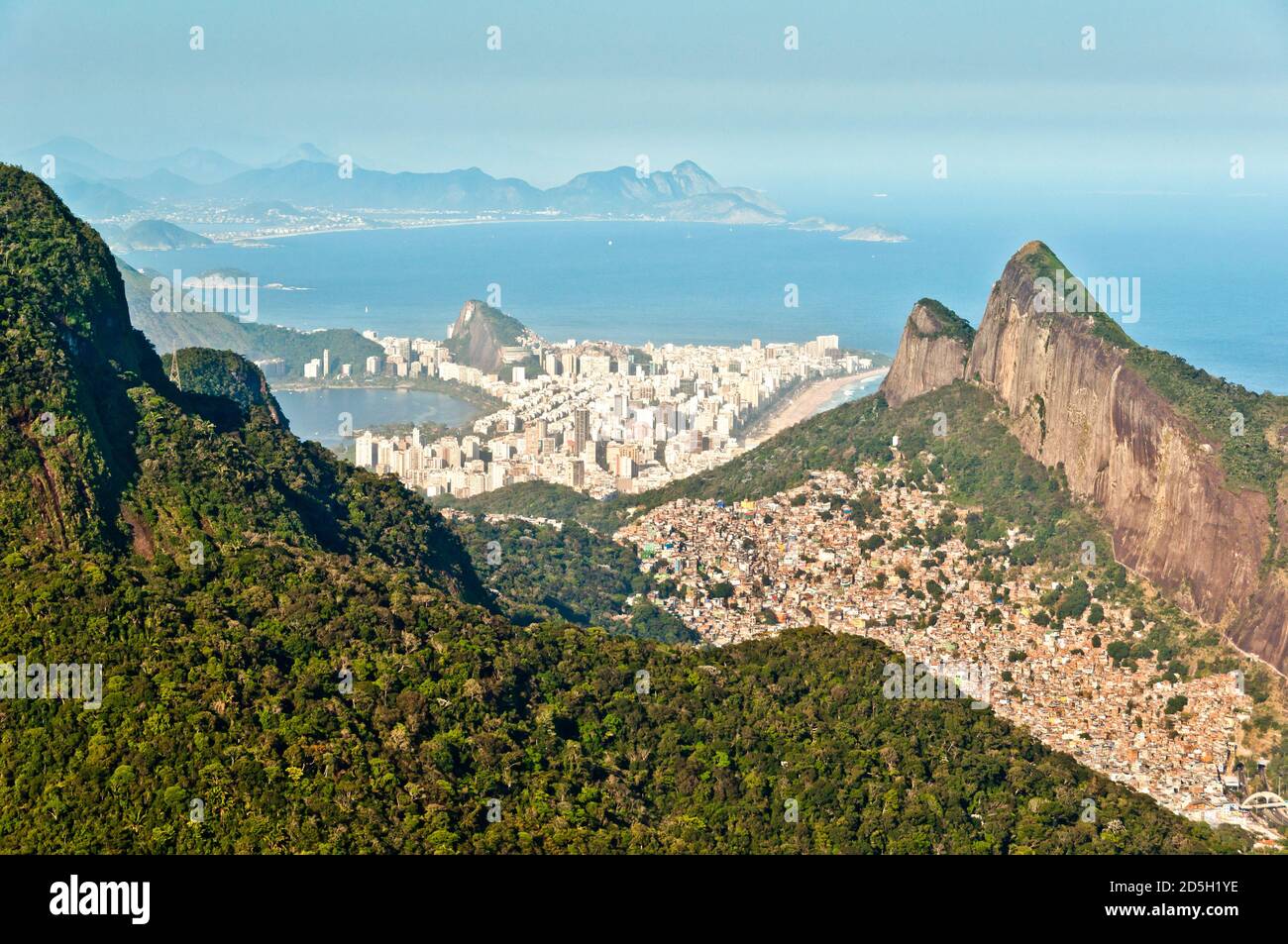 Scenic View of Rio de Janeiro Mountains, Favela da Rocinha, Biggest ...