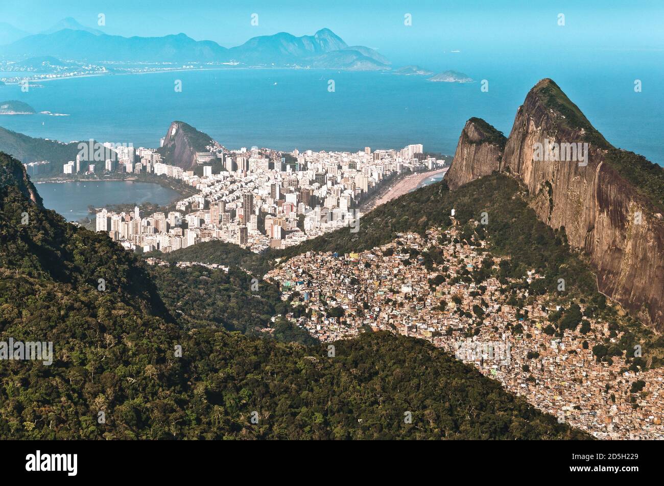 Scenic View of Rio de Janeiro Mountains, Favela da Rocinha, Biggest ...