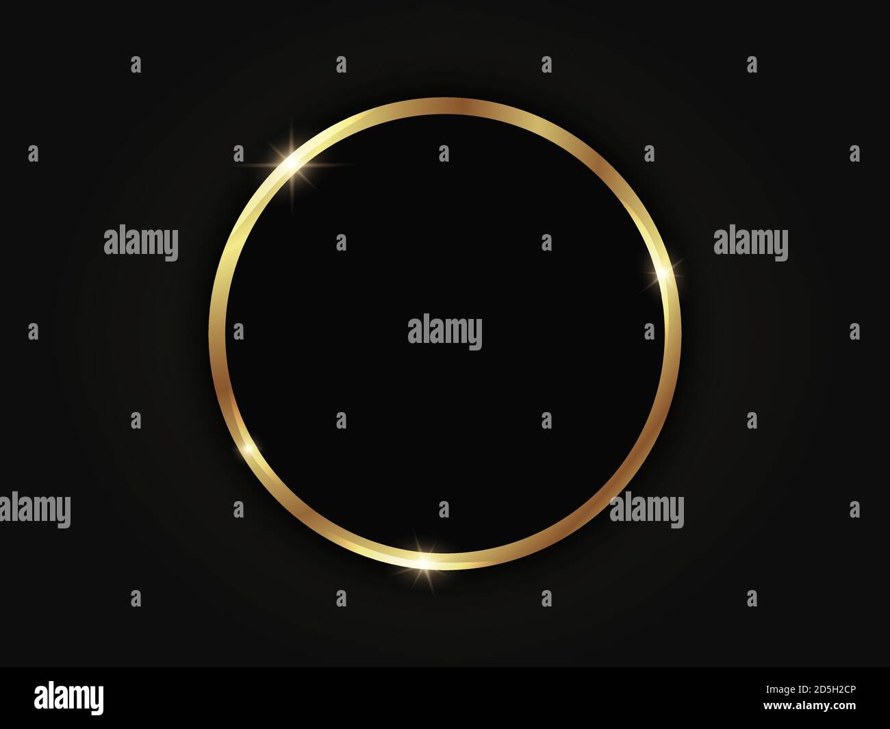 Round golden sparkling frame isolated on a black background Stock ...