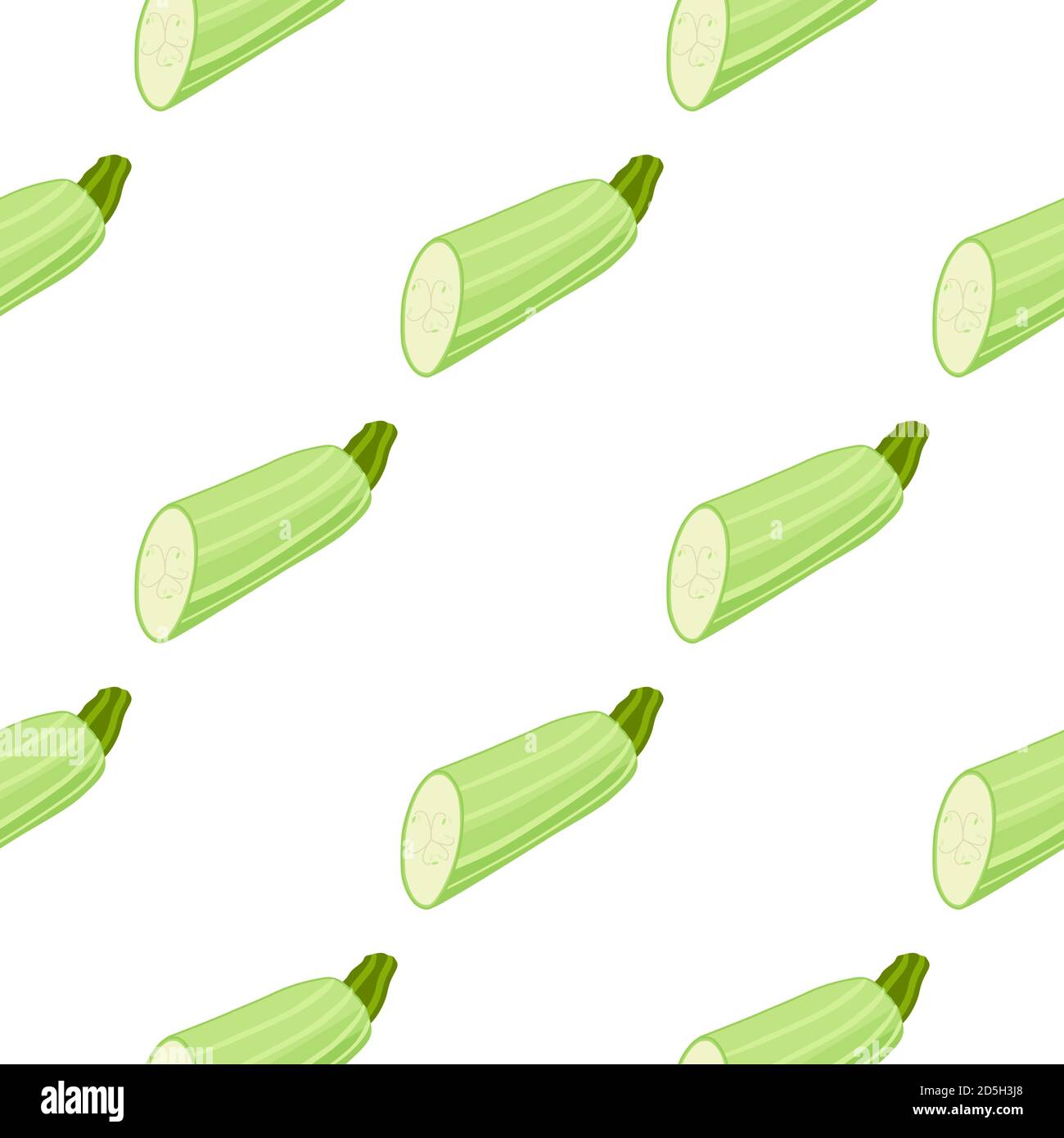 Illustration on theme of bright pattern zucchini, vegetable squash for seal. Vegetable pattern consisting of beautiful zucchini, many squash. Simple c Stock Vector