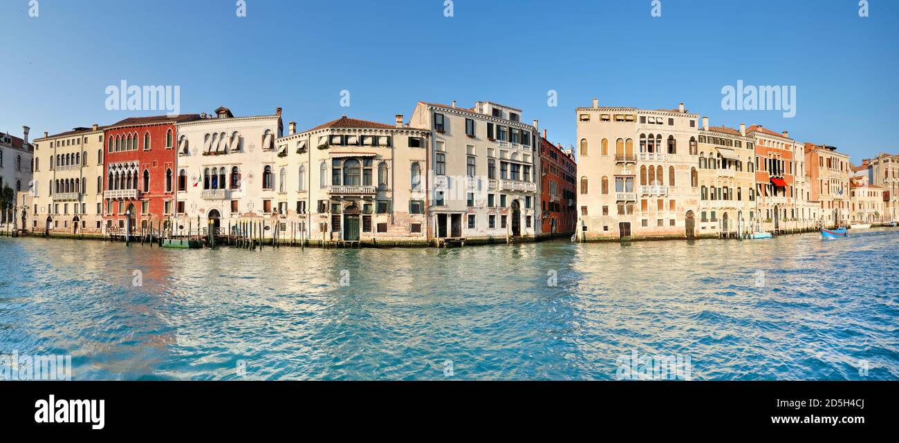 Historic houses on Grand Canal in Venice, Italy, panoramic image Stock ...