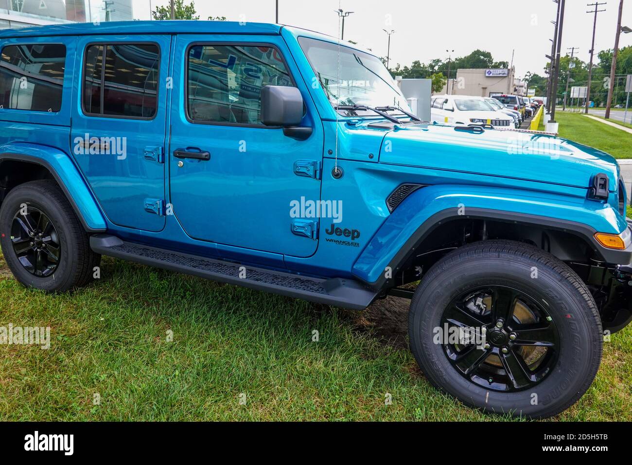 Cherry Hill New Jersey September A Blue Jeep Wrangler Sport Is A Very Popular Vehicle That Was Seen On A Dealership Lot On This Date Stock Photo Alamy