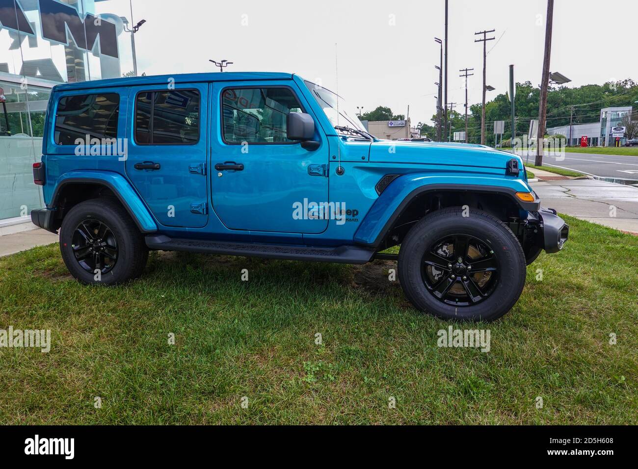 Cherry Hill New Jersey September A Blue Jeep Wrangler Sport Is A Very Popular Vehicle That Was Seen On A Dealership Lot On This Date Stock Photo Alamy