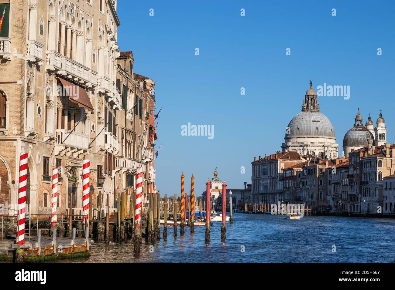 The Basilica di Santa Maria della Salute viewed from the Grand Canal on a sunny spring afternoon Stock Photo