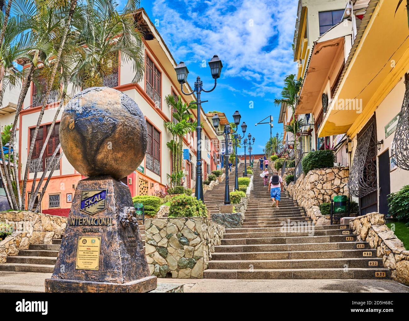 Guayaquil , Ecuador- March 7 , 2020 : colorful pedestrian street of Las Penas on santa Anna hill district landmark Stock Photo