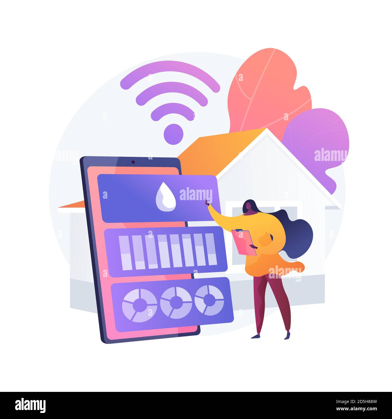 Water contamination detection system abstract concept vector