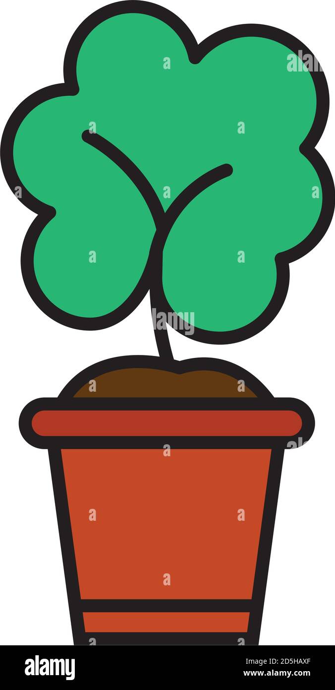 Gardening plant inside pot line and fill style icon vector design Stock ...