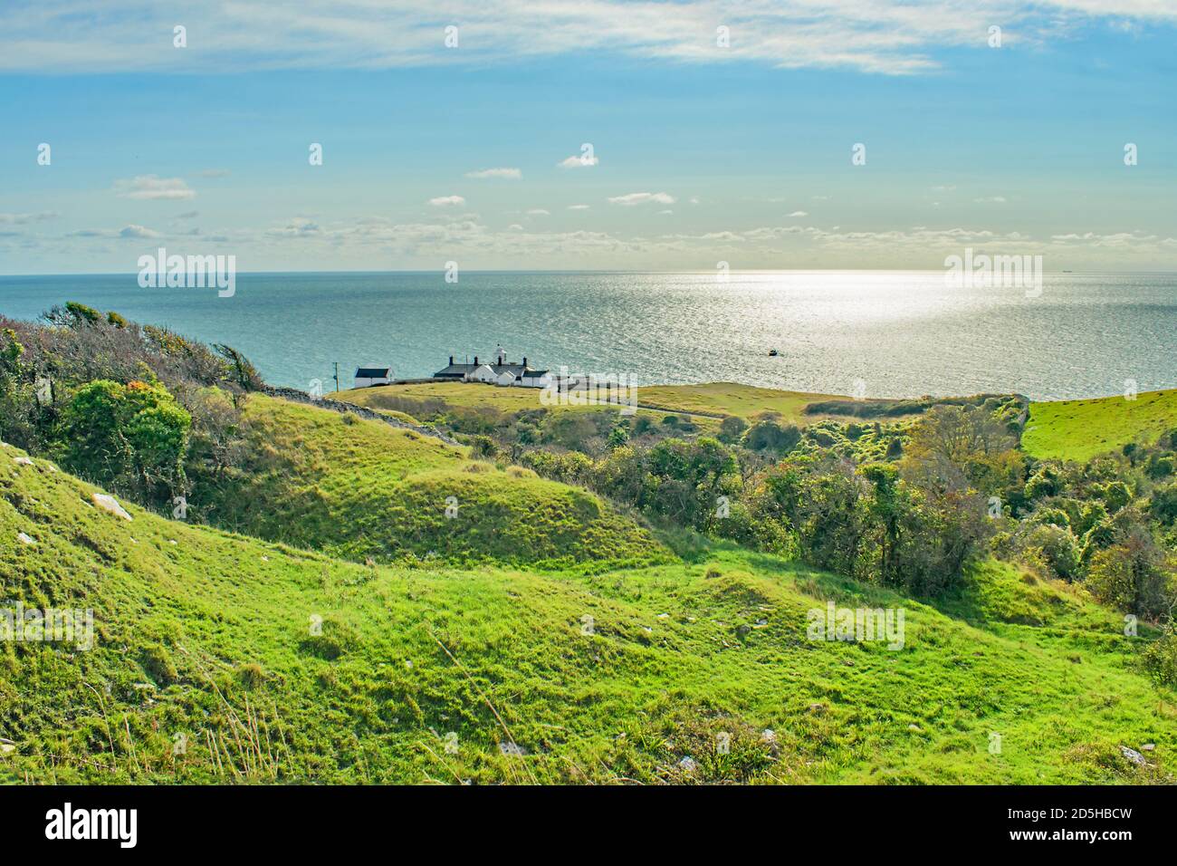 A view from he hills above Anvil Point Lighthouse near Swanage Dorset Stock Photo