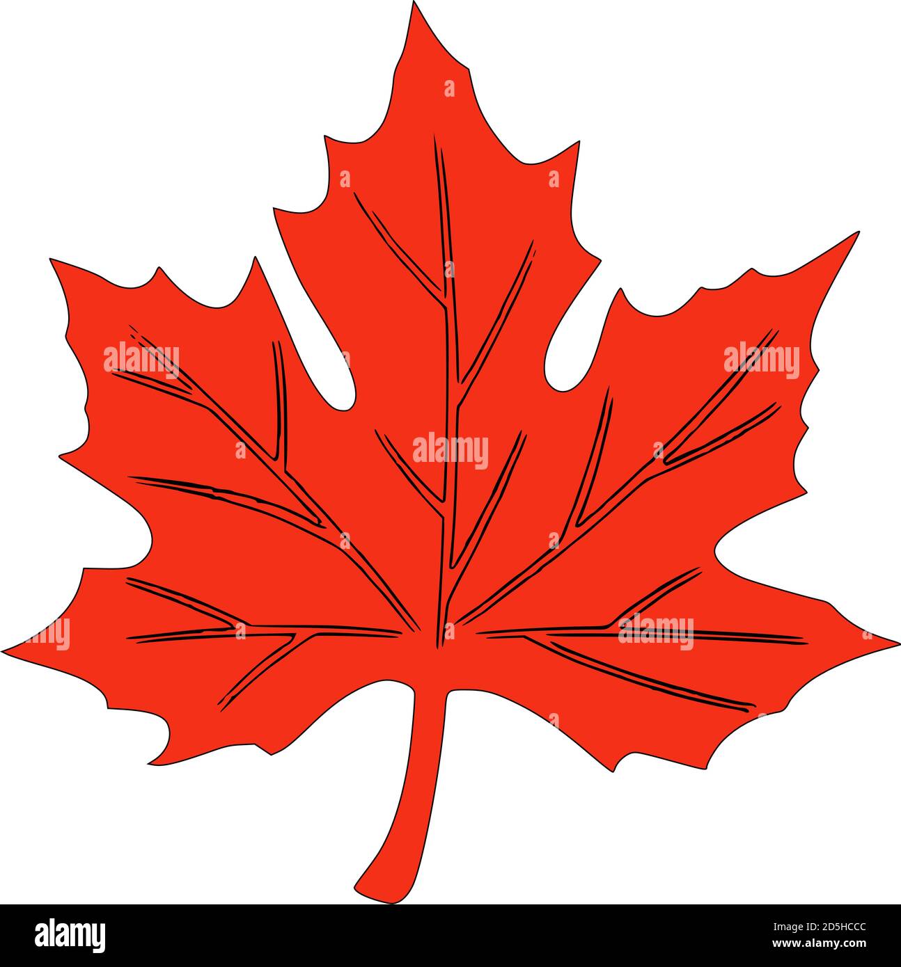 Vector graphic of a maple leaf in orange color Stock Vector