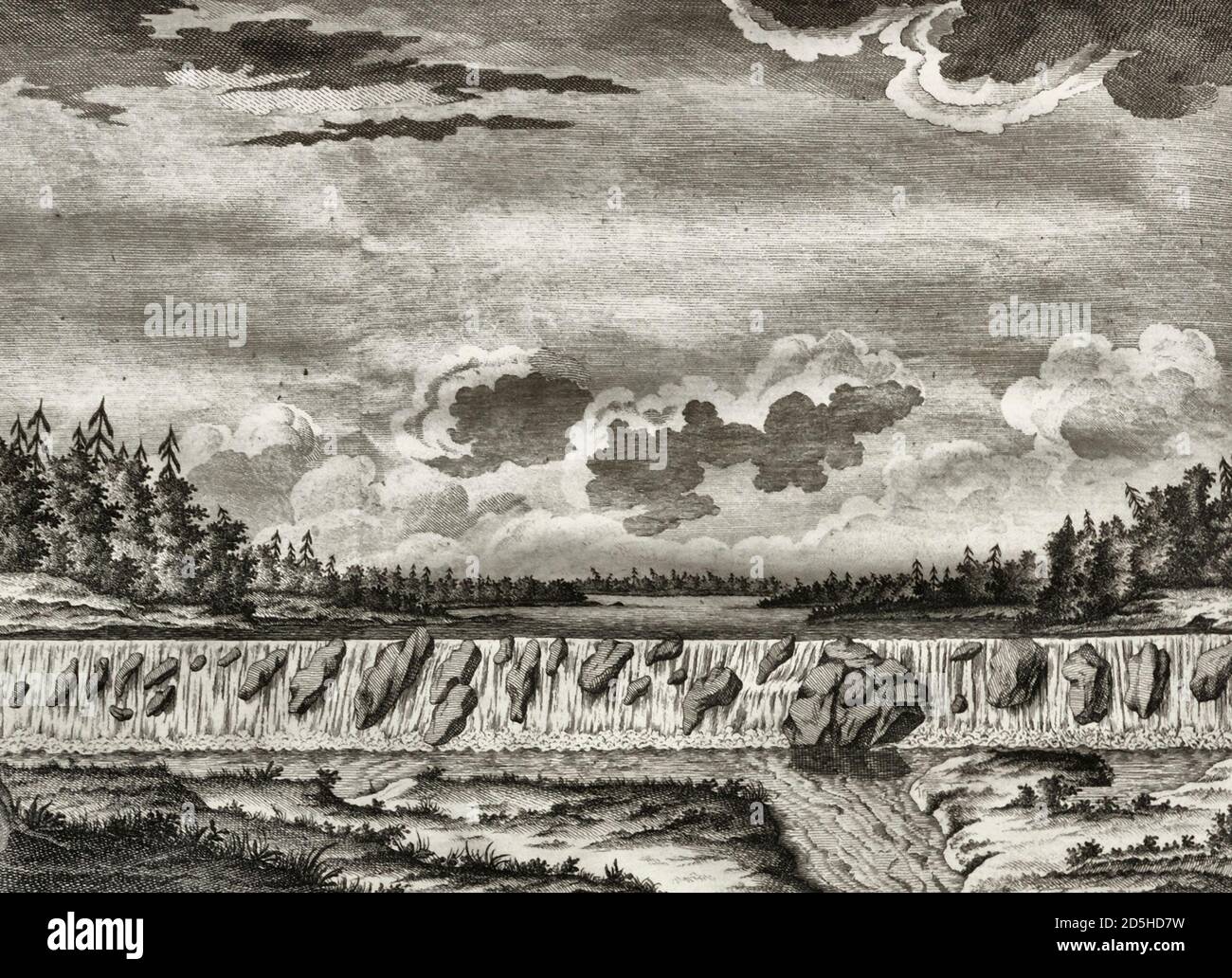 Early illustration of Cohoes Falls, 1772 Stock Photo