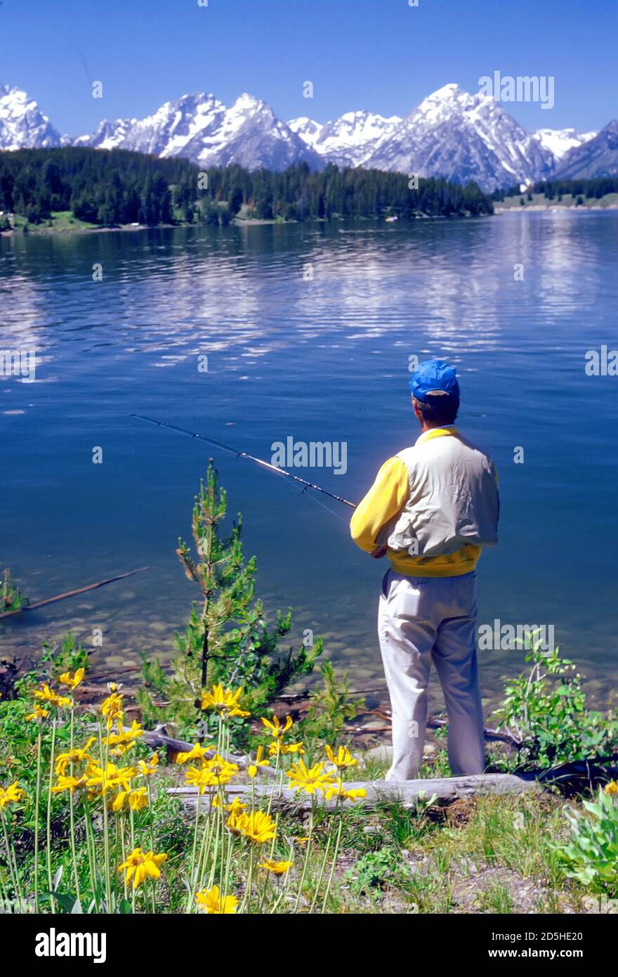 Fishing in Yellowstone lake,Yellowstone National park Stock Photo Alamy