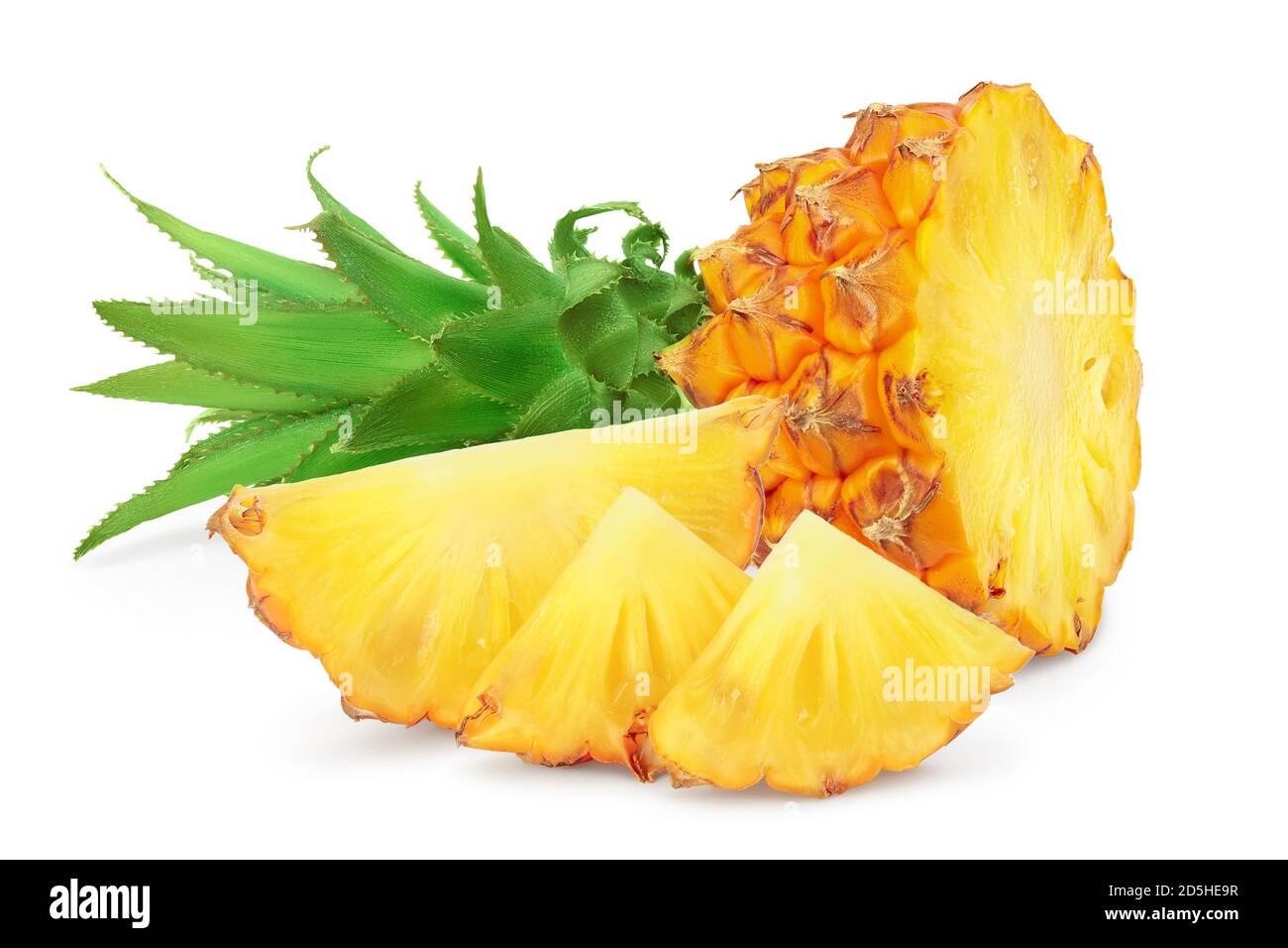 pineapple half and slices isolated on white background with clipping ...