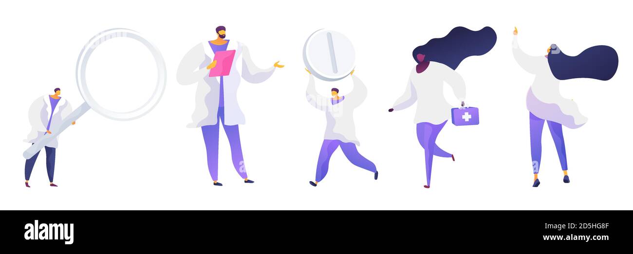 Medical doctors flat vector illustrations set Stock Vector Image & Art ...