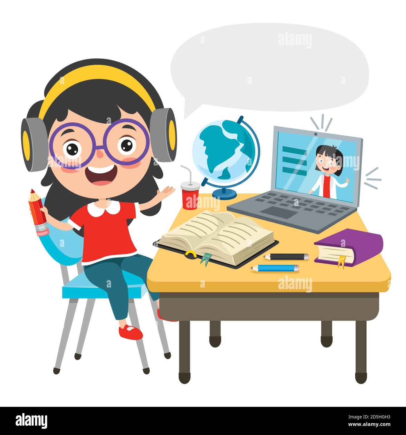 Online Learning Concept With Cartoon Character Stock Vector Image & Art -  Alamy