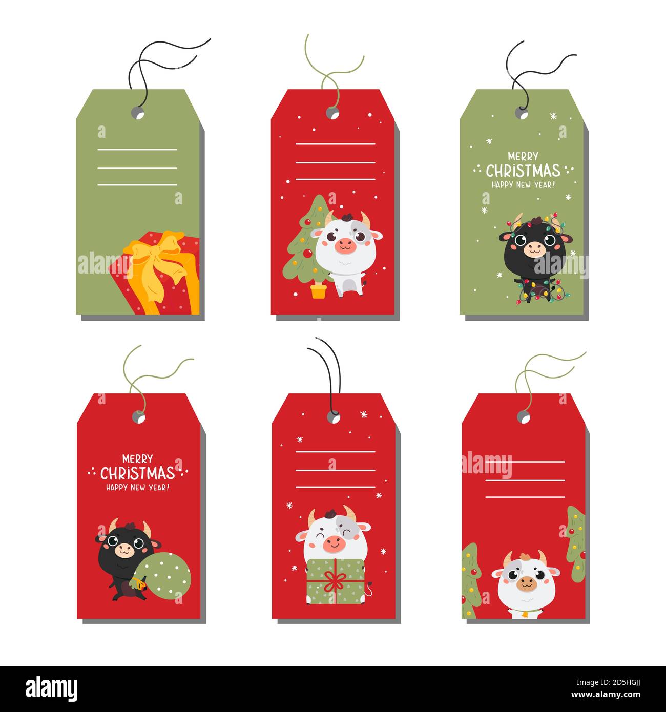 Christmas tags set with typography and icon. Stock Vector