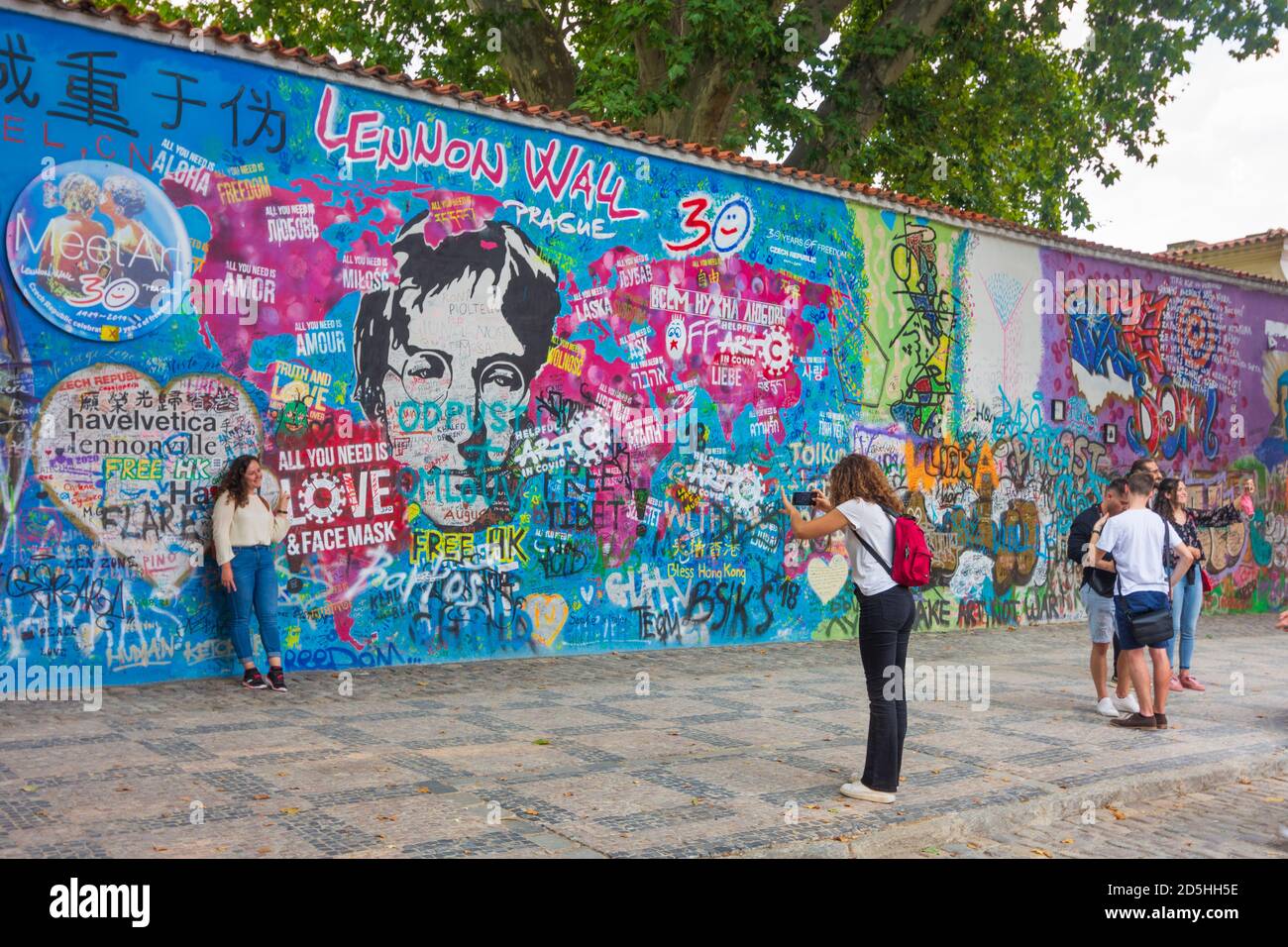Praha: John Lennon Wall in Mala Strana, Lesser Town, Praha, Prag, Prague, Czech Stock Photo