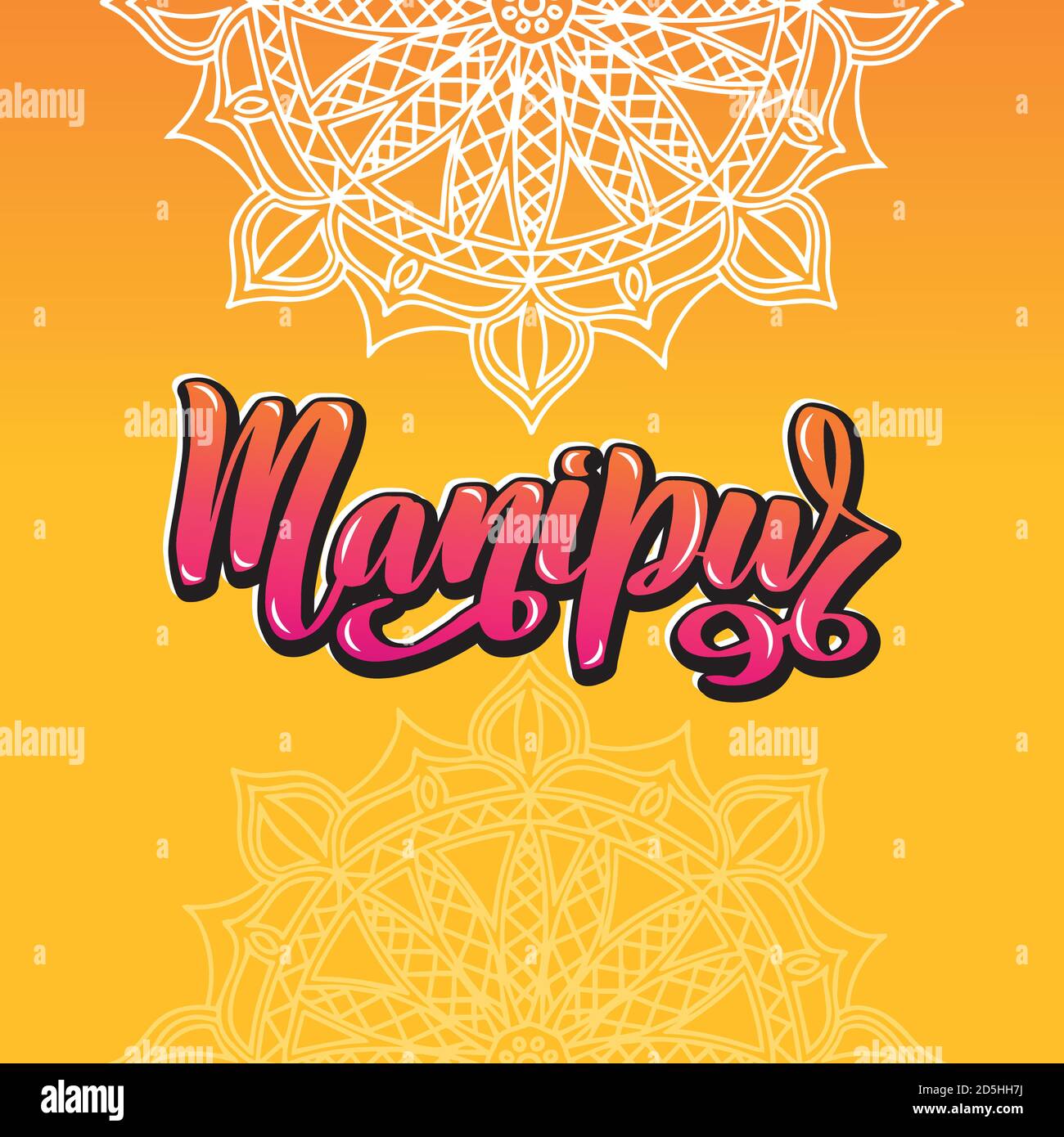 Manipur Handwritten stock lettering typography. States of India. Stock Vector