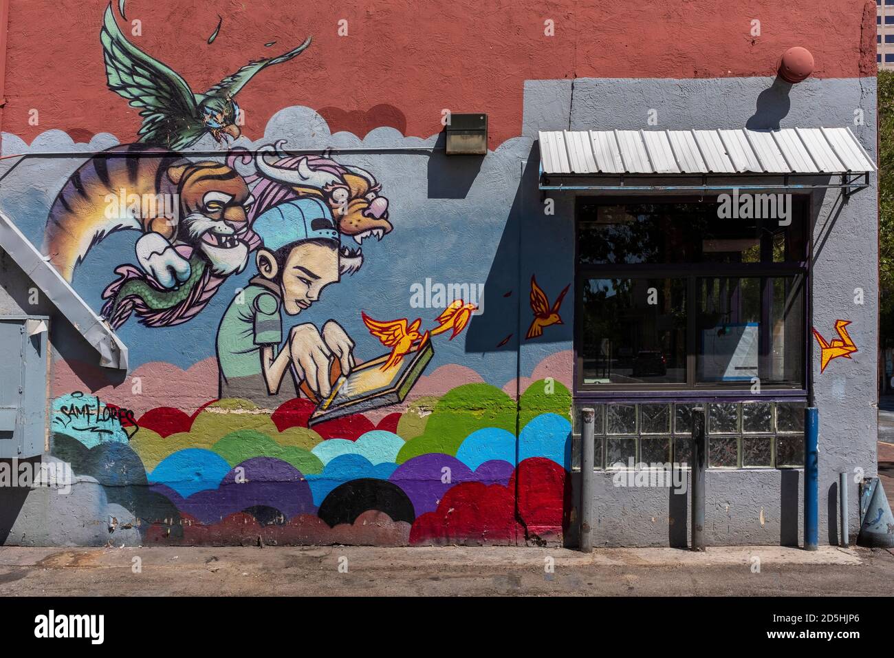 Albuquerque mural by Sam Flores "Silkscreen Kid Stock Photo Alamy