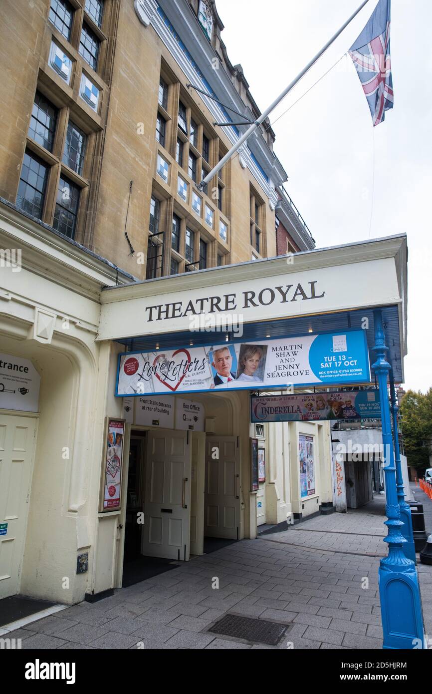 Windsor, UK. 13th October, 2020. The Theatre Royal Windsor reopens for the first time since March with a production of A.R. GurneyÕs ÔLove LettersÕ for a socially-distanced audience, having recently announced a winter schedule of productions to be performed in accordance with its coronavirus risk assessments and COVID-19 secure policy. Credit: Mark Kerrison/Alamy Live News Stock Photo