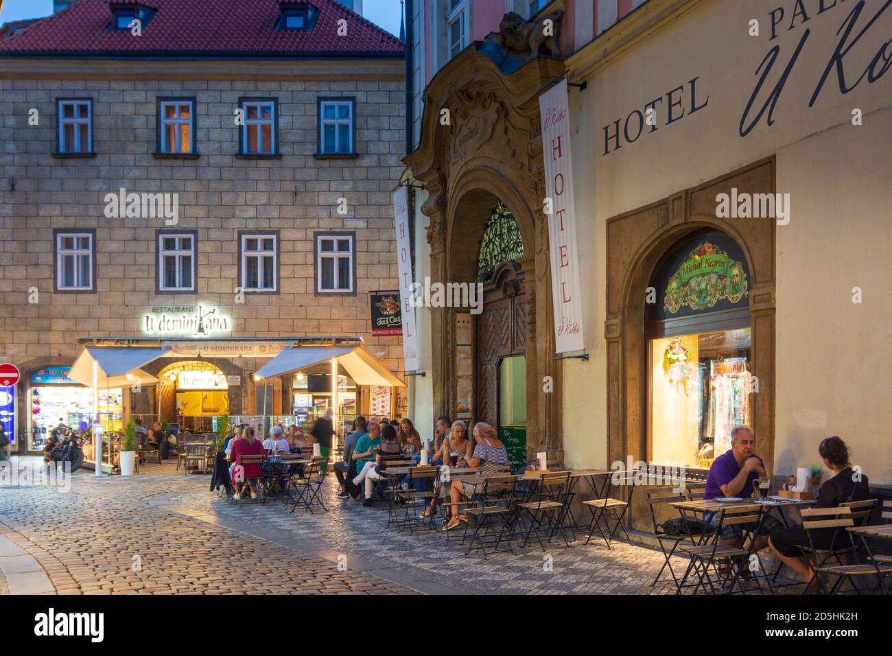 Praha: street Jilska, outdoor restaurant in Stare Mesto, Old Town, Praha, Prag, Prague, Czech Stock Photo